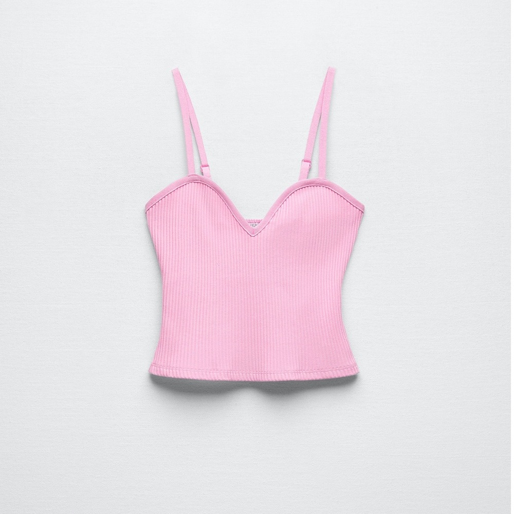 Zara Rib Pink Top Size L